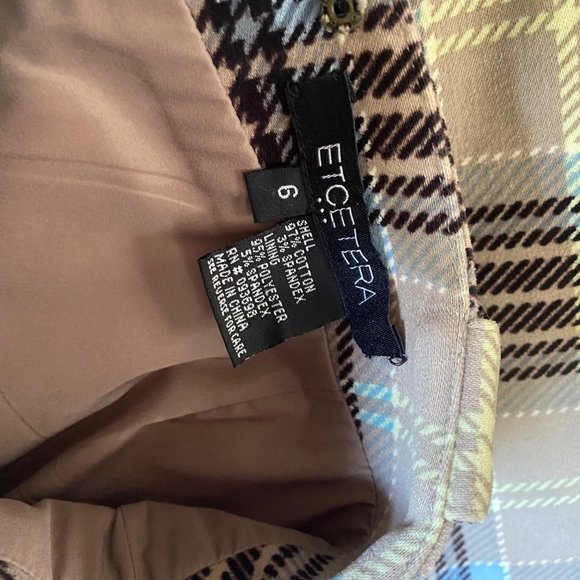Etcetera black beige blue plaid skirt size 6 mini lined school girl uniform pock - Picture 4 of 8
